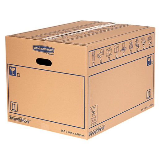 Pack of 10 Removal boxes with manual assembly 32L (430x300x250mm) Resistant