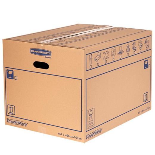 Pack of 10 Removal boxes with manual assembly 45L (500x300x300 mm) Resistant