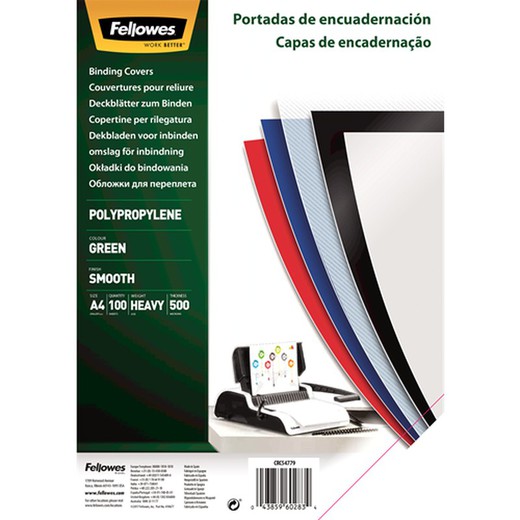 Pack de 100 portadas PP Verde A4 450 micras