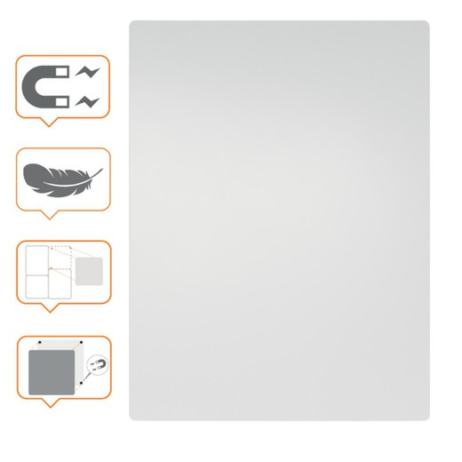 Frameless modular whiteboard 600 x 450 mm, white