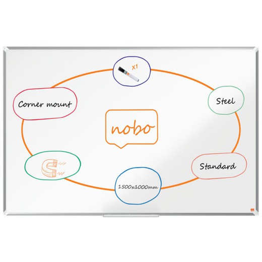 NOBO Premium Plus aço lacado ardósia 1500x1000mm, branco