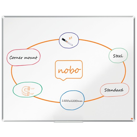 NOBO Premium Plus acier laqué ardoise 1500x1200mm, blanc