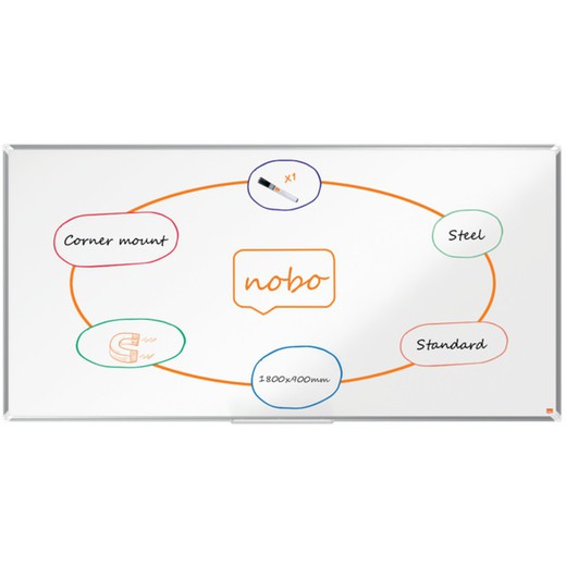 NOBO Premium Plus schiefer lackierter Stahl 1800x900mm, weiß