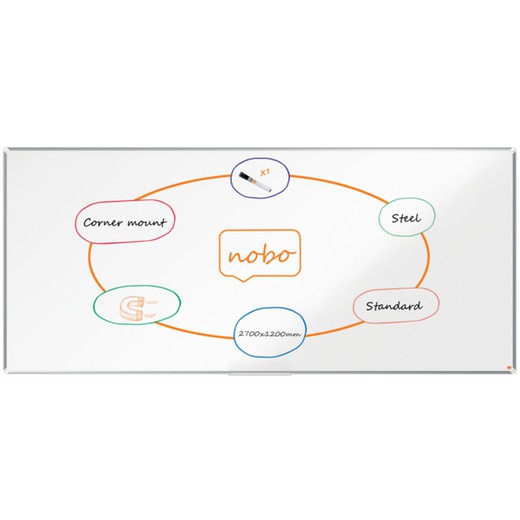 Pizarra NOBO Premium Plus acero lacado 2700x1200mm, blanco