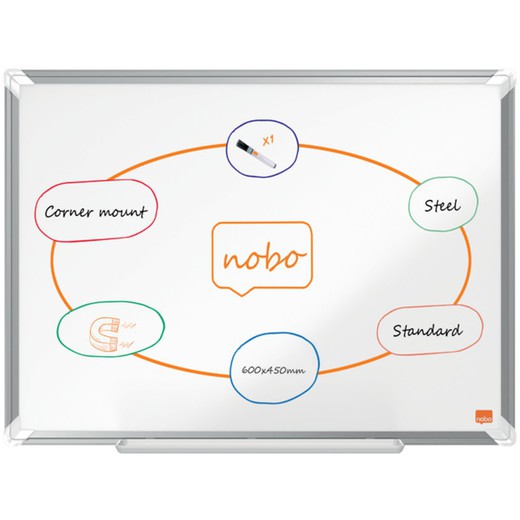 NOBO Premium Plus aço lacado ardósia 600x450 mm, branco