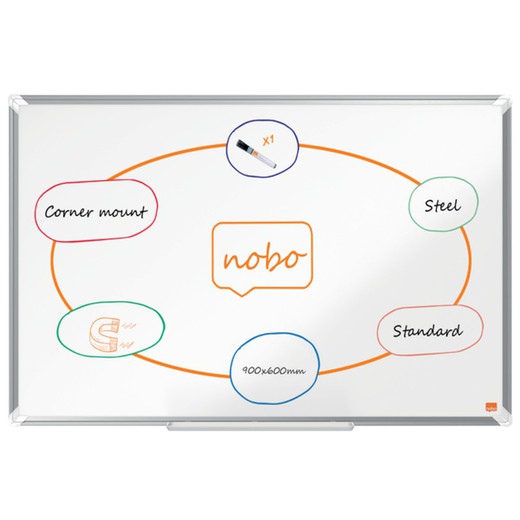 NOBO Premium Plus aço lacado ardósia 900x600mm, branco