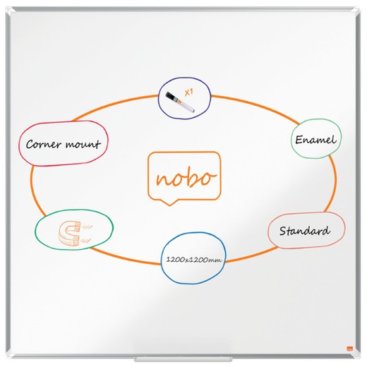 NOBO Premium Plus leisteen gelakt staal 1200x1200mm, wit