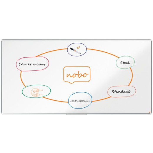 NOBO Premium Plus από λακαρισμένο ατσάλι 2400x1200mm, λευκό