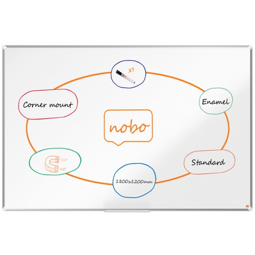 NOBO Premium Plus Stahlschiefer 1800 x 1200 mm, weiß