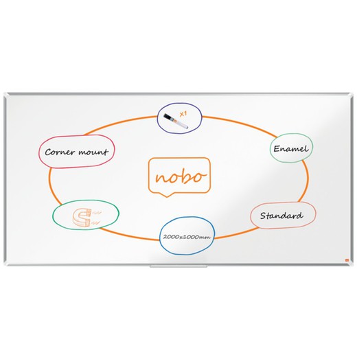 NOBO Premium Plus ardesia in acciaio vetrificato 2000x1000mm, bianco