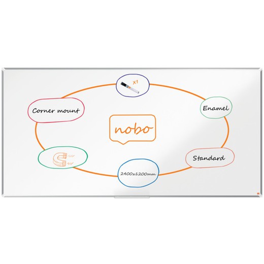 NOBO Premium Plus Stahlschiefer 2400 x 1200 mm, weiß