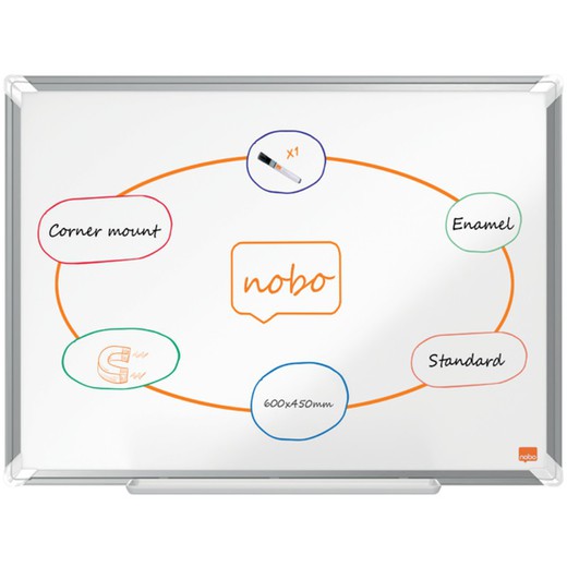 NOBO Premium Plus ardesia acciaio vetrificato 600x450 mm, bianco