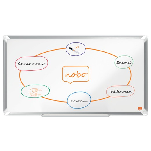 Pizarra NOBO Premium Plus de formato panorámico acero vitrificado de 32", 710x400mm, blanco