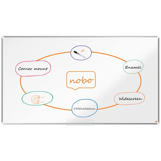 NOBO Premium Plus 85" panoramiczny łupek stalowy ceramiczny, 1880x1060mm, biały