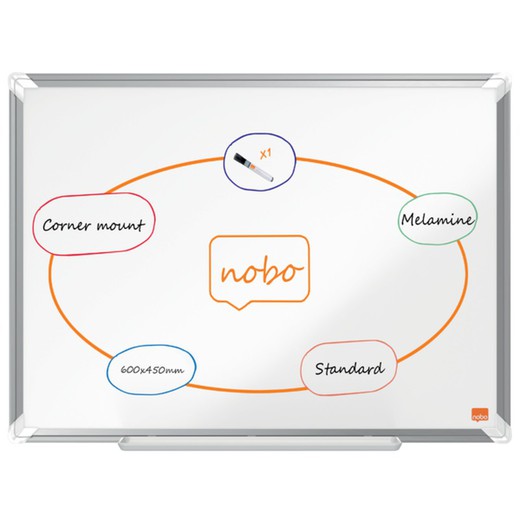 NOBO Premium Plus melaminskifer 600x450 mm, hvid