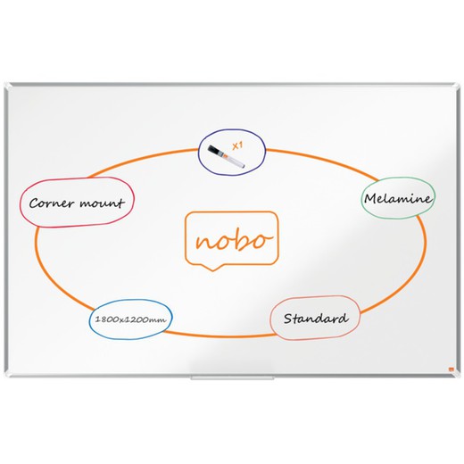 NOBO Premium Plus mélaminé ardoise1800x1200mm, blanc