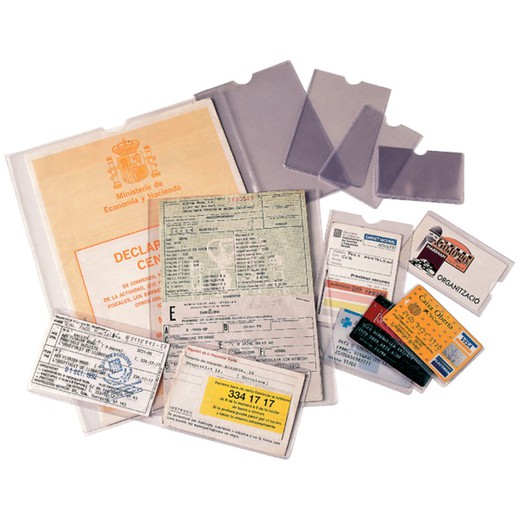 Porte-cartes (boîte de 100) en PVC transparent. 170Q 171 x 221 mm. (quart de taille)