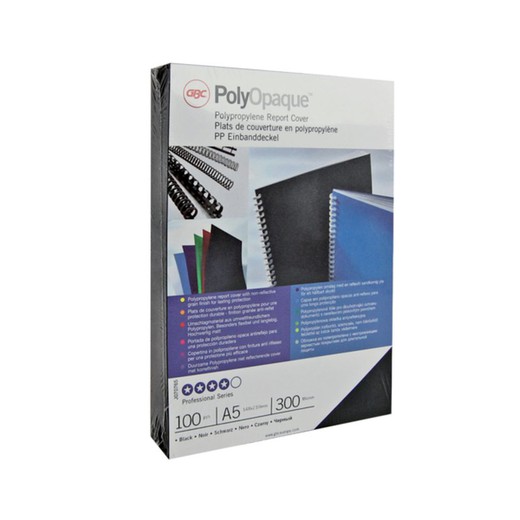 Cover PP POLYCOVER opaque GBC 300 microns DIN A4 (Pack 100), white