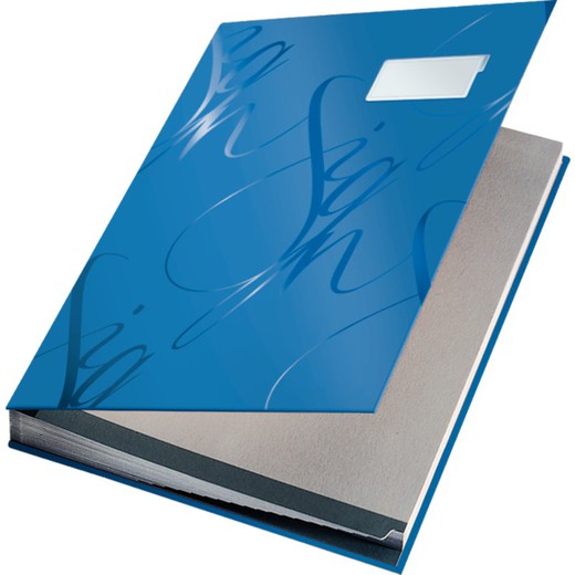 Signature holder Leitz Sign Range. Bellows with 18 spacers, soft grip finish, blue