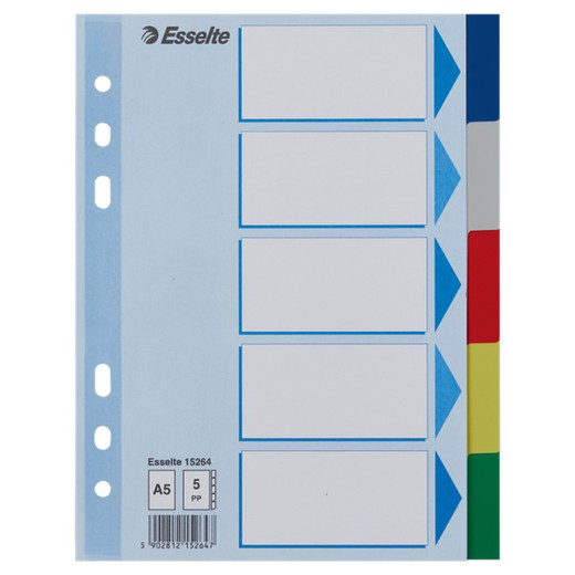 Entretoises multiforets DIN A5. Avec fiche couleur. 5 pastilles PP multicolores