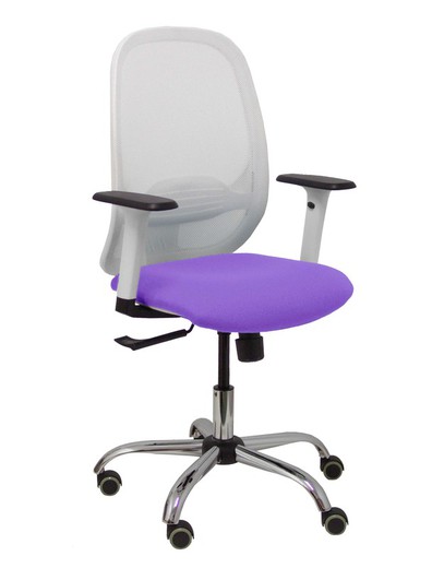 Silla de oficina ergonómica con mecanismo sincro, brazos regulables blancos y ajustable en altura