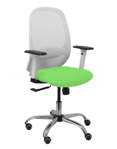 Silla de oficina ergonómica con mecanismo sincro, brazos regulables blancos y ajustable en altura