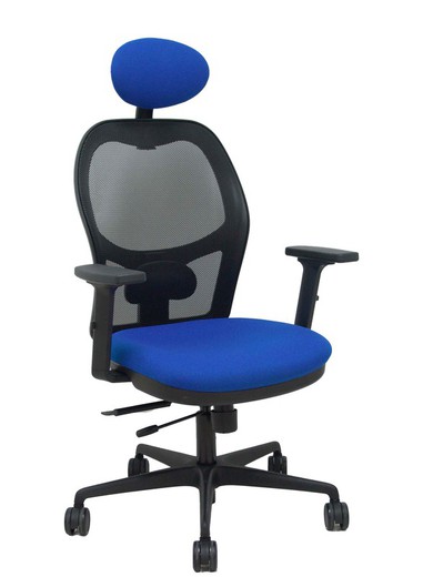 Silla de oficina ergonómica con mecanismo sincro con traslack, brazos regulables 2D y asiento ajustable en altura