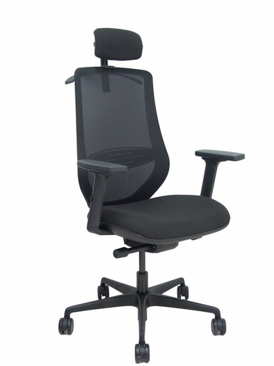 Silla de oficina ergonómica con mecanismo sincro con traslack, brazos regulables en 2D y ajustable en altura