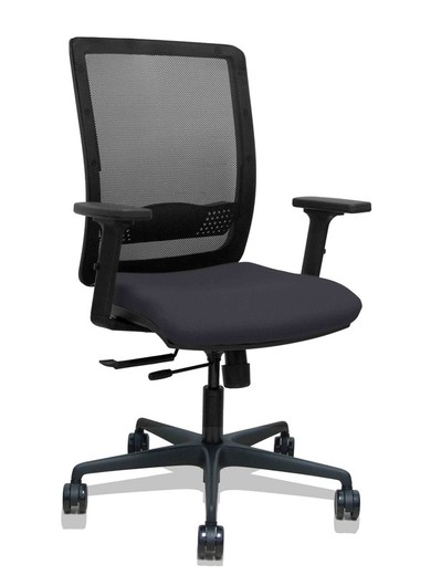 Silla de oficina ergonómica con mecanismo sincro con traslack, brazos regulables en 2D y ajustable en altura