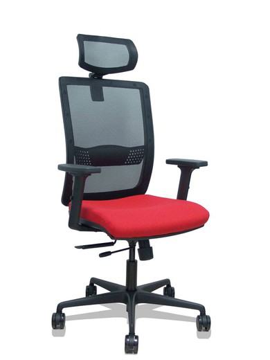 Silla de oficina ergonómica con mecanismo sincro con traslack, brazos regulables en 2D y ajustable en altura