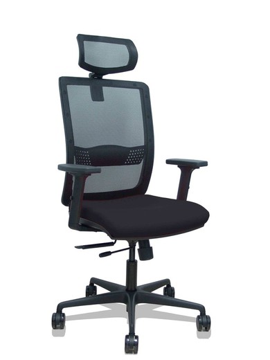 Silla de oficina ergonómica con mecanismo sincro con traslack, brazos regulables en 2D y ajustable en altura