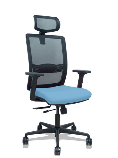 Silla de oficina ergonómica con mecanismo sincro con traslack, brazos regulables en 2D y ajustable en altura