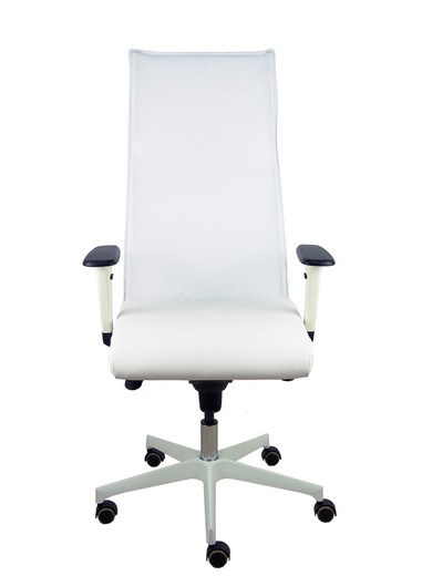 Sillón  blanco bali blanco brazos blancos base blanca ruedas parqué 65 mm