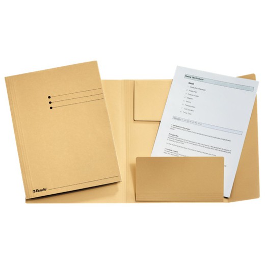 Esselte folder 3 flikar 275 grs. DIN A4, beige