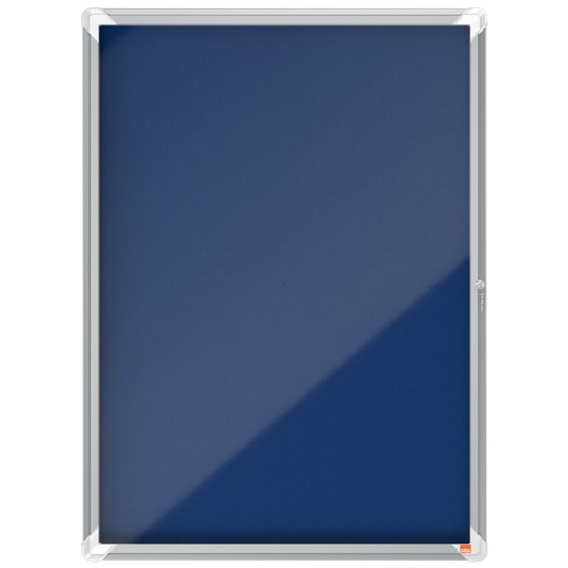 NOBO Premium Plus vitrine met vilten bodem 9xA4, blauw