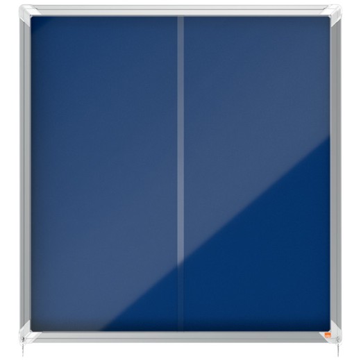 Vitrina NOBO Premium Plus de puerta corredera fondo de fieltro 12xA4 hojas, azul