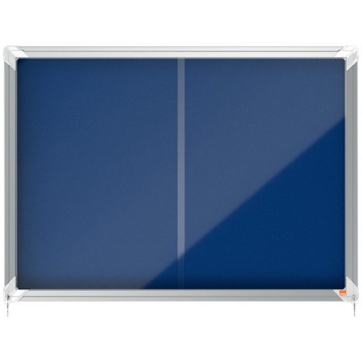 Vitrina NOBO Premium Plus de puerta corredera fondo de fieltro 8xA4 hojas, azul