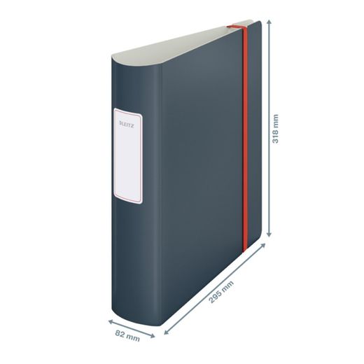 Arch. Leitz Active Gezellig. schuim. 180°. DIN A4, rug 82 mm, grijs