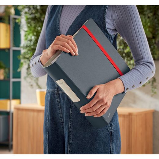 Arch. Leitz Active Gezellig. schuim. 180°. DIN A4, rug 82 mm, grijs