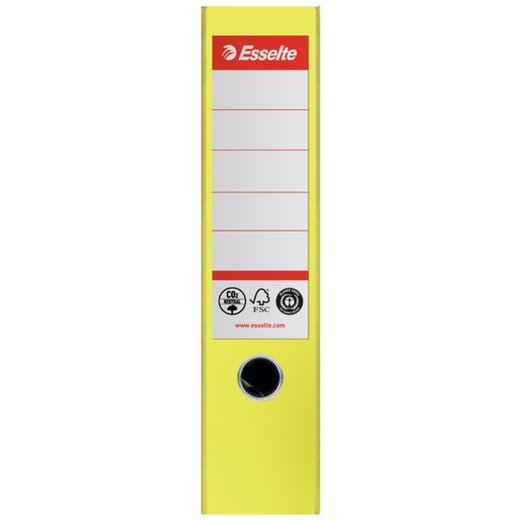 Ordner CO2 Neutraal Nº1, Karton bedekt met papier, DIN A4, Rug 75mm, Levendig geel