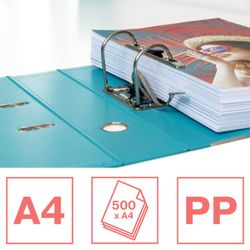 Colour'Breeze Nº1 håndtagsbuefil. Plastforet plastik interiør. DIN A4. Ryg 75 mm. blå