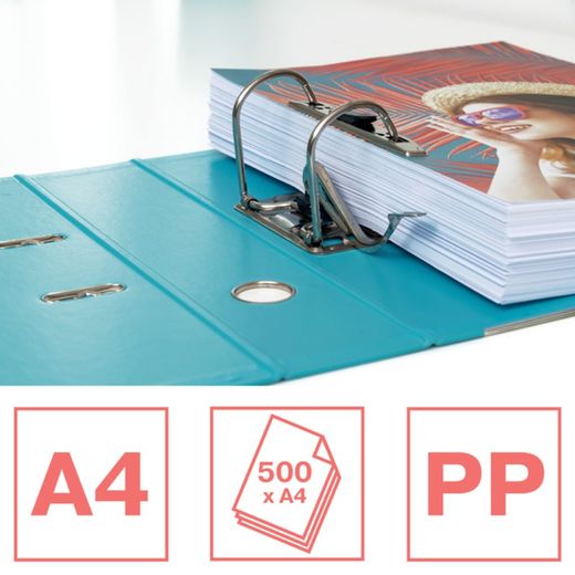 Colour'Breeze Nº1 håndtagsbuefil. Plastforet plastik interiør. DIN A4. Ryg 75 mm. blå