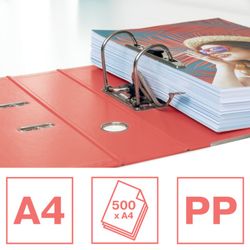 Colour'Breeze Nº1 lever arch file. Plastic lined plastic interior. DIN A4. Spine 75mm. coral