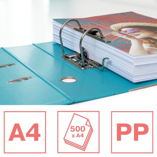 Colour'Breeze Aktenordner. Gefütterter Kunststoff, innen Papier. DIN A4. Rücken 75 mm. verschiedene Farben