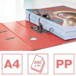 Lima ad arco a leva Colour'Breeze. Plastica foderata, interno in carta. DIN A4. Dorso 75 mm. corallo