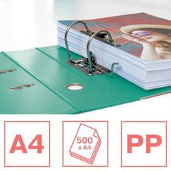 Colour'Breeze Aktenordner. Gefütterter Kunststoff, innen Papier. DIN A4. Rücken 75 mm. grün