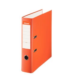 Esselte armbuefil. Foret plastik, papir indvendig. Faktura. Ryg 75 mm. orange