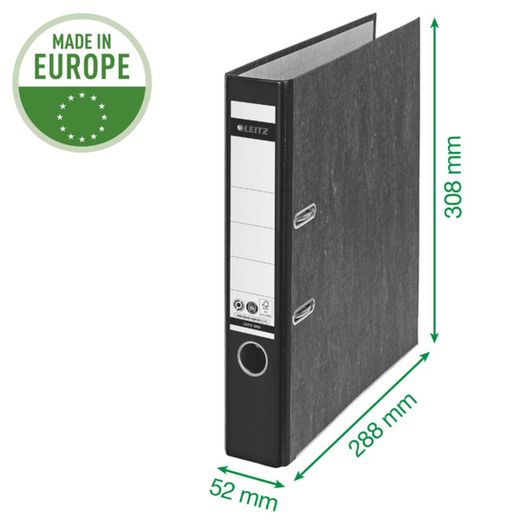 Pilnik Leitz z neutralną dźwignią CO2. Marmurkowy karton. 180 stopni. DIN A4. Grzbiet 52 mm, żółty