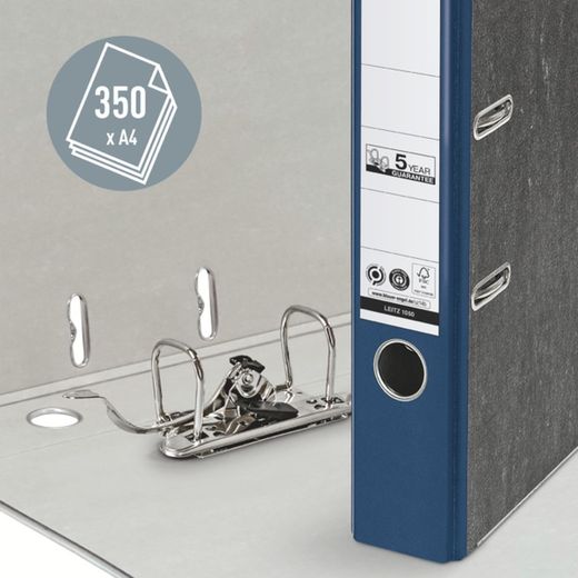 Lima a leva neutra Leitz CO2. Cartoncino marmorizzato. 180º. DIN A4. Dorso 52 mm, blu