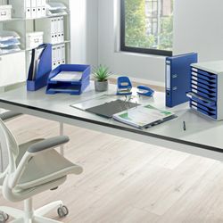 Lima a leva neutra Leitz CO2. Cartoncino marmorizzato. 180º. DIN A4. Dorso 52 mm, blu